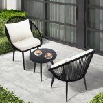 3-Piece Woven Rope Bistro Set with Cushions