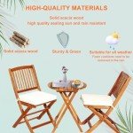 Acacia Wood Folding Bistro Table and Chairs Set