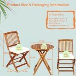 Acacia Wood Folding Bistro Table and Chairs Set