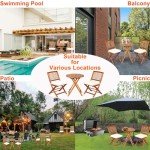 Acacia Wood Folding Bistro Table and Chairs Set