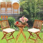 Acacia Wood Folding Bistro Table and Chairs Set