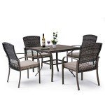 Pamapic 5-Piece Beige Outdoor Dining Set