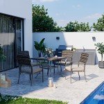 Pamapic 5-Piece Beige Outdoor Dining Set