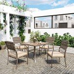 Pamapic 5-Piece Beige Outdoor Dining Set