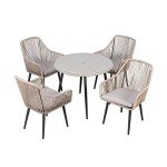 5-Piece Wicker Outdoor Dining Set with Cushions