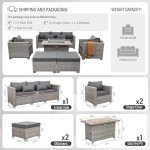 6-Piece Grey Wicker Patio Furniture Set with Fire Pit