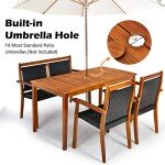 4-Piece Outdoor Patio Dining Set with Umbrella Hole