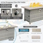 6-Piece Grey Wicker Patio Furniture Set with Fire Pit