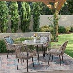 5-Piece Wicker Outdoor Dining Set with Cushions