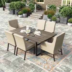 7-Piece Outdoor Dining Set with Cushioned Chairs
