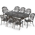 9-Piece Outdoor Patio Dining Set with Umbrella Hole
