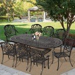 9-Piece Outdoor Patio Dining Set with Umbrella Hole