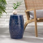 Ruby Outdoor Dark Blue Iron Side Table 12