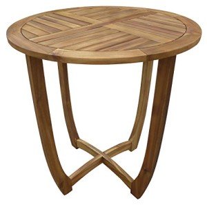 Teak Finish Round Accent Table by Christopher Knight