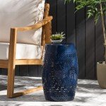 Ruby Outdoor Dark Blue Iron Side Table 12