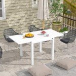 Expandable Patio Dining Table for 4-6, White