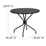 Black 35.25" Round Steel Patio Table with Umbrella
