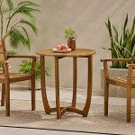 Teak Finish Round Accent Table by Christopher Knight