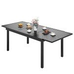 Expandable Metal Patio Dining Table for 6-8