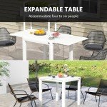 Expandable Patio Dining Table for 4-6, White
