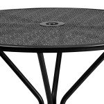 Black 35.25" Round Steel Patio Table with Umbrella