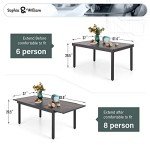 Expandable Metal Patio Dining Table for 6-8