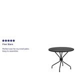 Black 35.25" Round Steel Patio Table with Umbrella