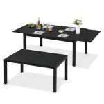 Expandable Aluminum Patio Dining Table for 6-8