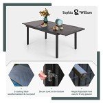 Expandable Metal Patio Dining Table for 6-8