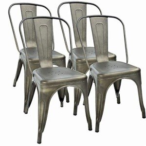 Bronze Patio Dining Set with 4 Stackable Chairs