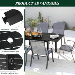 Expandable Aluminum Patio Dining Table for 6-8