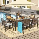 7-Piece Outdoor Patio Dining Set with Umbrella Hole