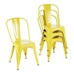 Stackable Metal Dining Chairs - Farmhouse Style, Yellow