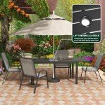Expandable Aluminum Patio Dining Table for 6-8