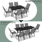 Expandable Aluminum Patio Dining Table for 6-8