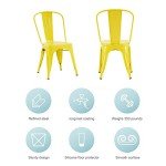 Stackable Metal Dining Chairs - Farmhouse Style, Yellow