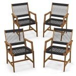 Acacia Wood Dining Chairs Set of 4