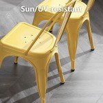Stackable Metal Dining Chairs - Farmhouse Style, Yellow