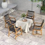 Acacia Wood Dining Chairs Set of 4