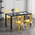 Stackable Metal Dining Chairs - Farmhouse Style, Yellow
