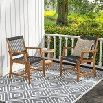 Acacia Wood Dining Chairs Set of 4
