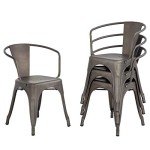 Set of 4 Stackable Metal Dining Chairs