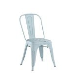 Set of 4 Stackable Distressed Blue Metal Dining Chairs