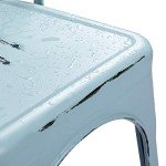 Set of 4 Stackable Distressed Blue Metal Dining Chairs