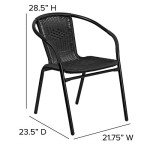 2 Pack Black Rattan Stack Chairs for Patio
