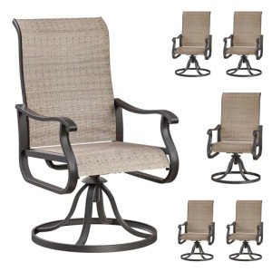 VONZOY Set of 6 Outdoor Swivel Dining Chairs