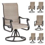 VONZOY Set of 6 Outdoor Swivel Dining Chairs