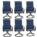 Blue Metal Swivel Patio Dining Chair Set of 6
