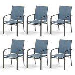 MIXPATIO Blue Patio Dining Chairs Set of 6