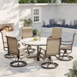 VONZOY Set of 6 Outdoor Swivel Dining Chairs